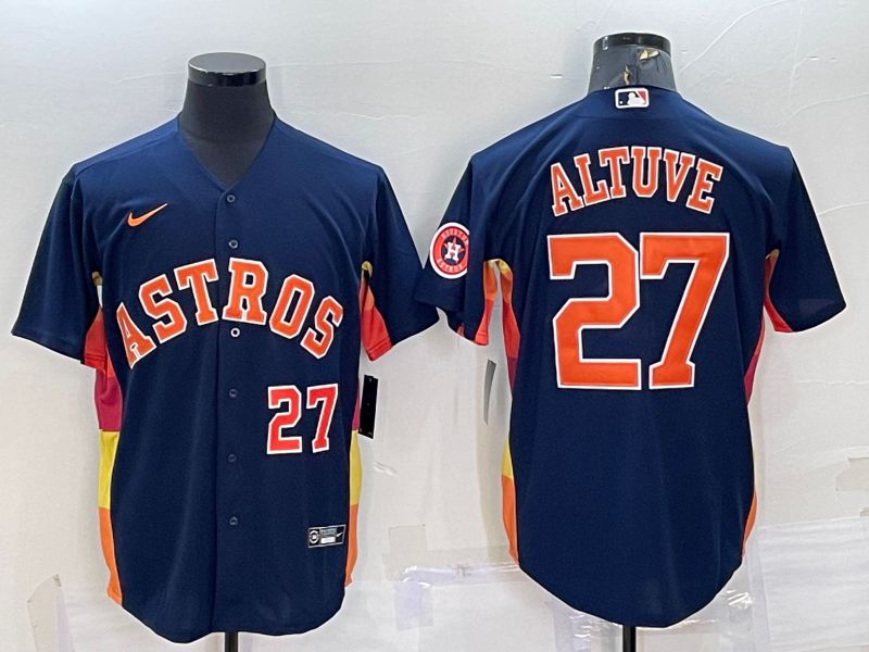 Men Houston Astros 27 Altuve Blue Game Nike 2022 MLB Jerseys